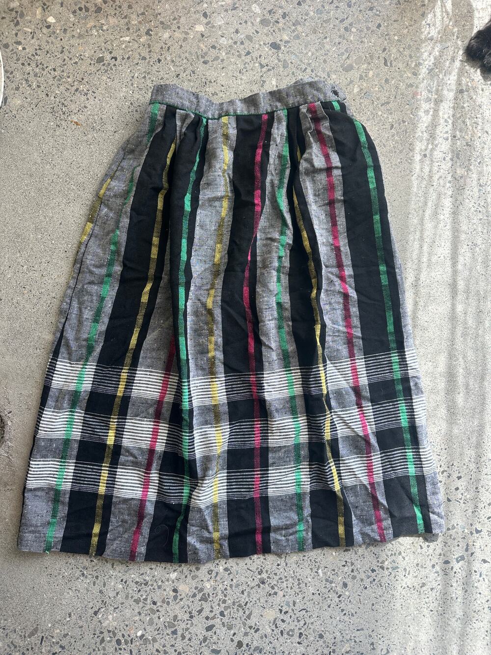 Koret Career Women’s 12 Vintage Striped Midi Skirt Black Gray Pink Green